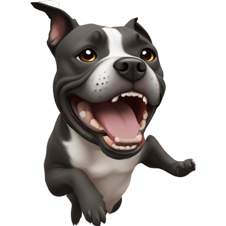 Staffordshire bull terrier crashing through a wall emoji