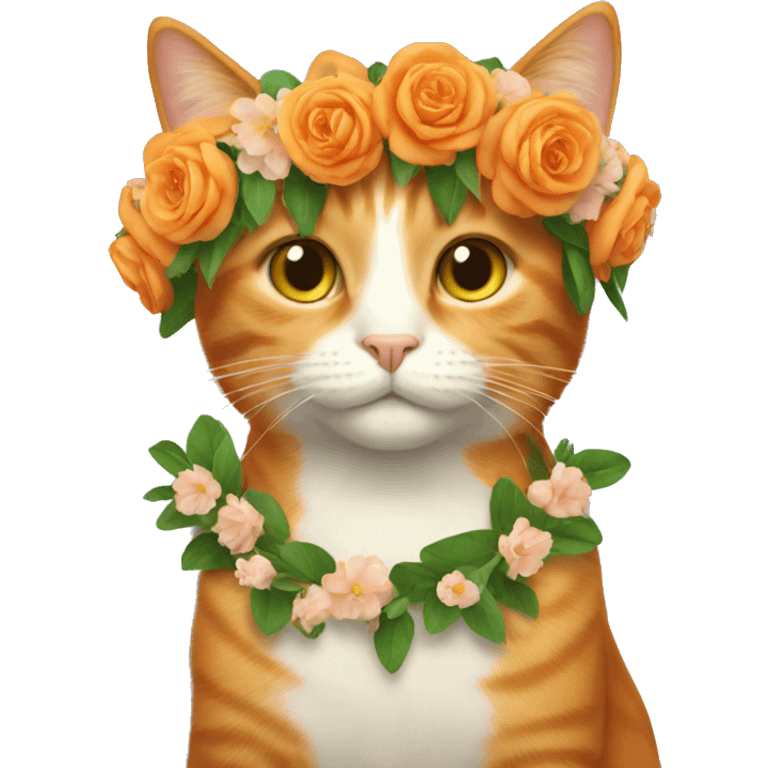 Orange cat with flower crown  emoji