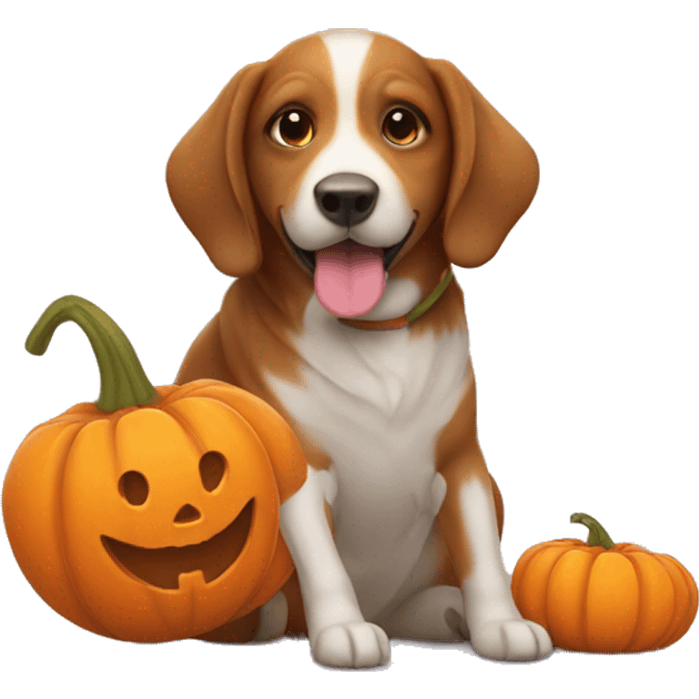 Fall dog in pumpkin emoji