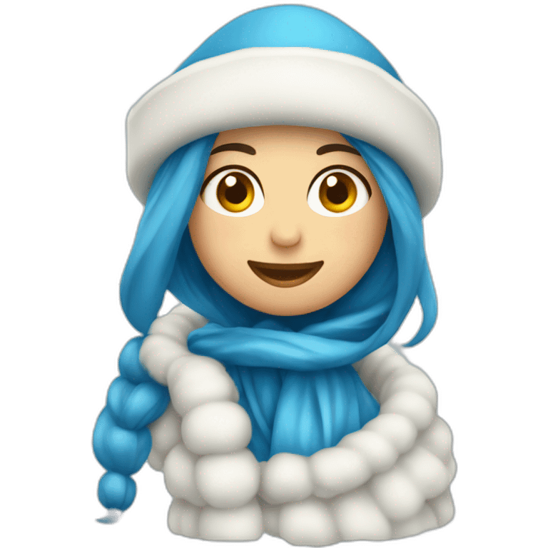 Estrellita azul con gorro de navidad emoji