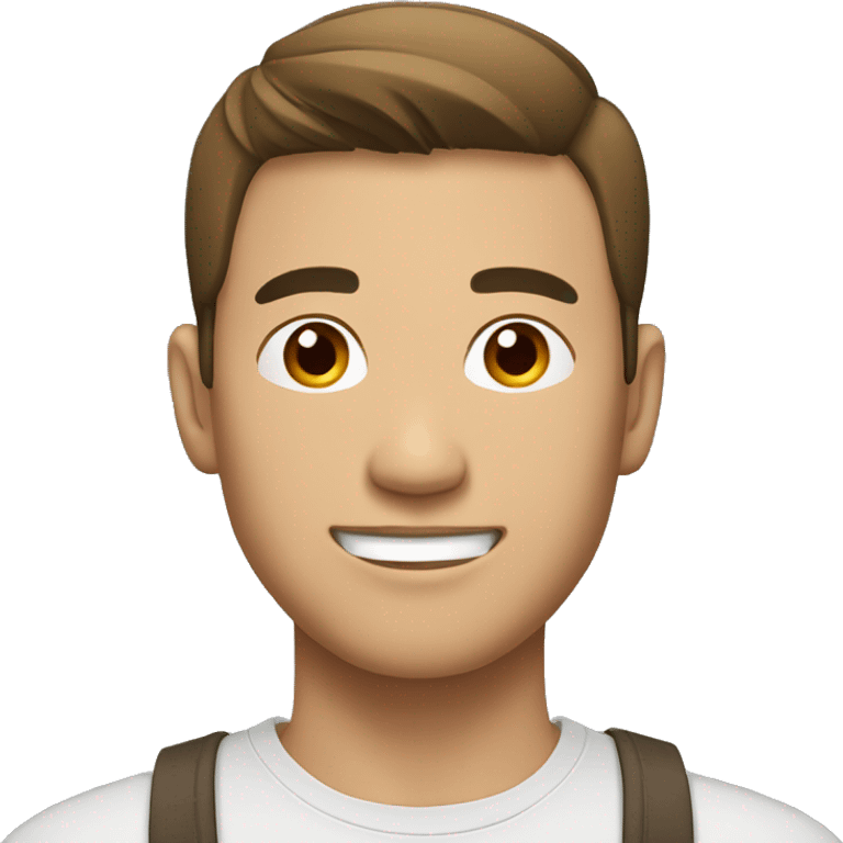 Handsome Asian man with a casual outfit on, brown hair and muscular emoji