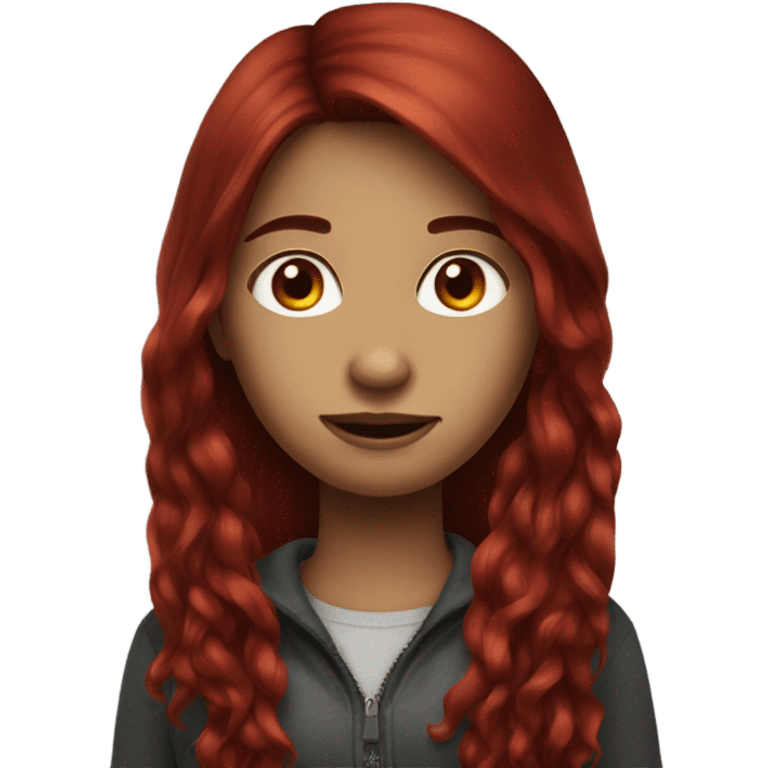 long dark red hair girl emoji