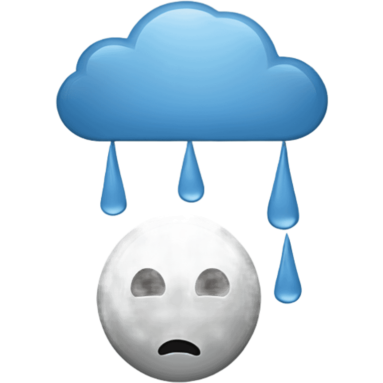 "Minimalist depression-themed emoji set with a sad face, rain cloud, broken heart, teardrop, and neutral face with thought bubble in muted gray and blue tones on white." emoji