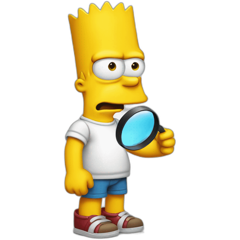 Bart Simpson holding a magnifying glass emoji