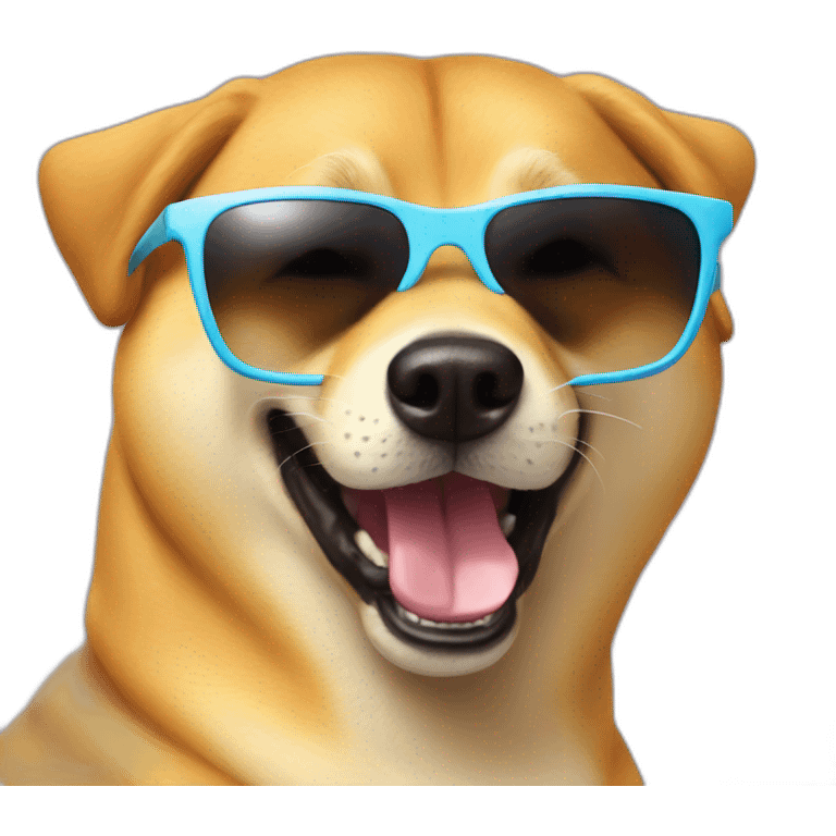 panicking doge with cool sunglasses emoji