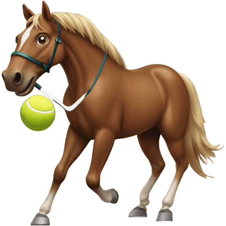 Brown horse playing tennis emoji