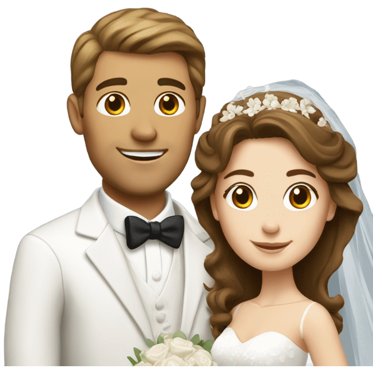 White Bride and groom with brown hair  emoji