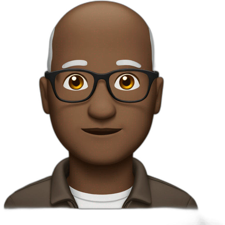 Old bald man glasses medium dark skin emoji