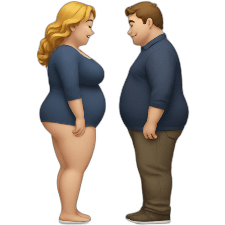 overweight couple kissiing emoji