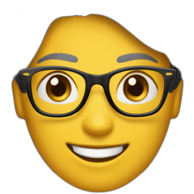 Mujer cabellos corto crespo y gafas, feliz emoji