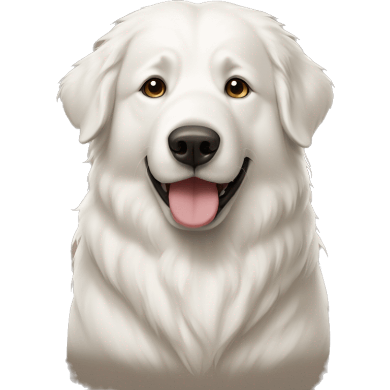 Great Pyrenees with a little brown emoji