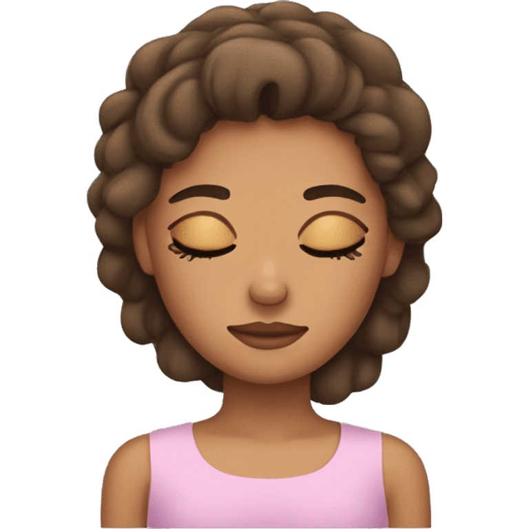 Girl with brow hair sleeping emoji