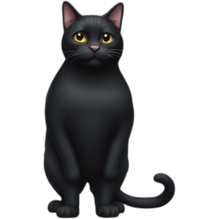 fat black cat whole body emoji