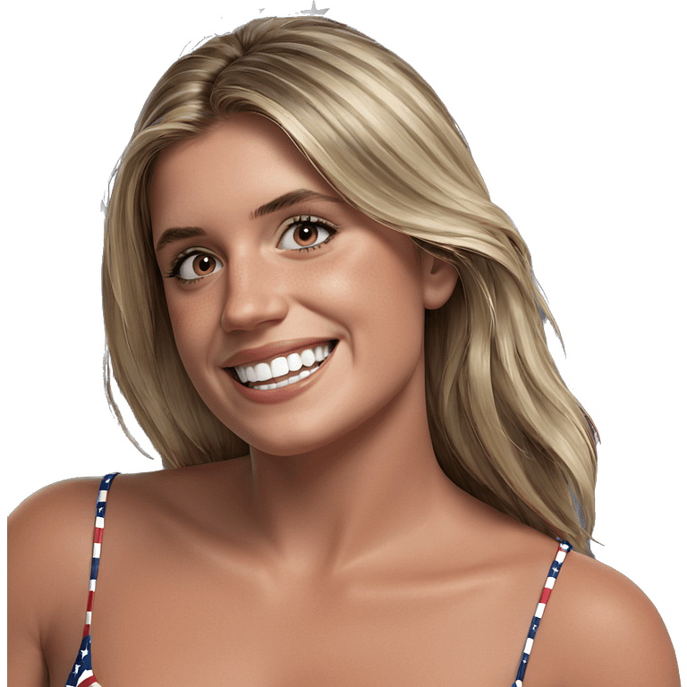 smiling girl with american flag emoji