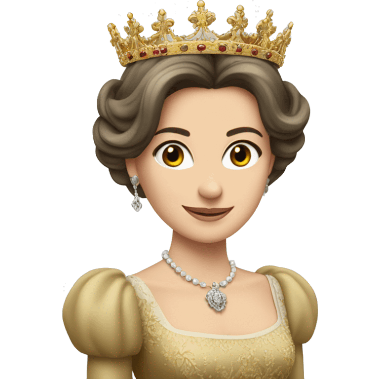 reina letizia con su corona de reina, pelo negro emoji