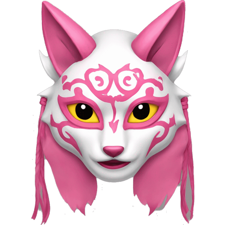 Pink feminine oni kitsune japanese mask emoji