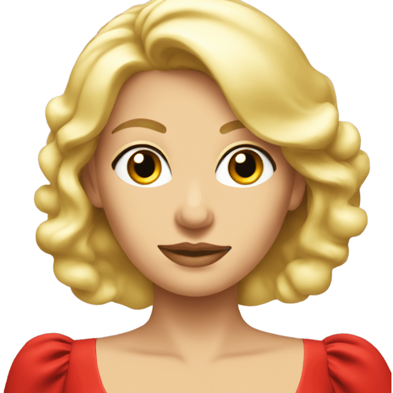 blonde woman in red cocktail dress emoji