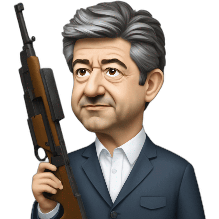 jean-luc mélenchon avec un famas emoji