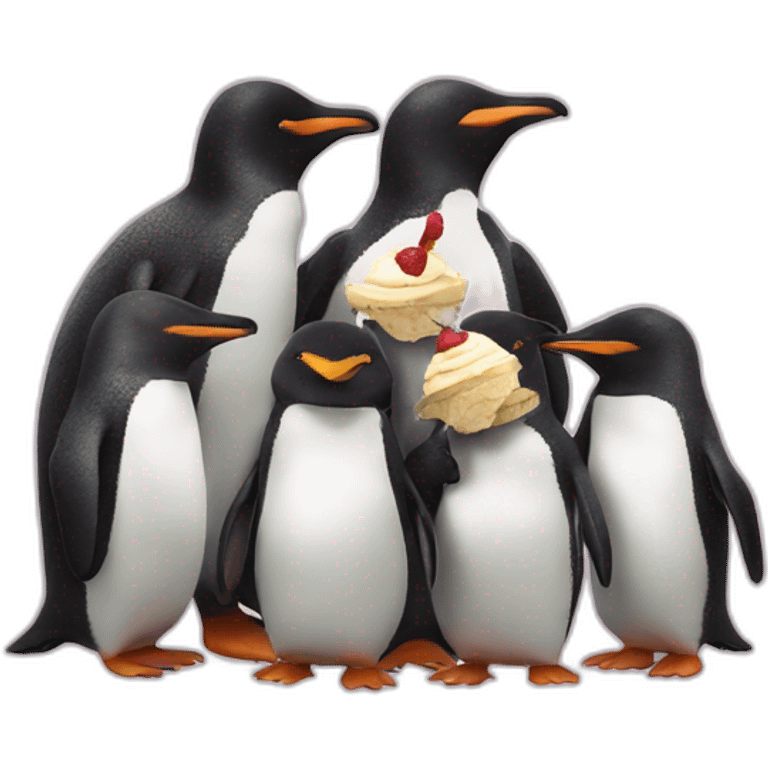 penguin gang eating icecream emoji