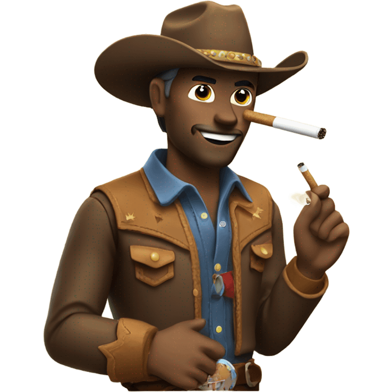 A cowboy riding a horse while smoking a cig  emoji