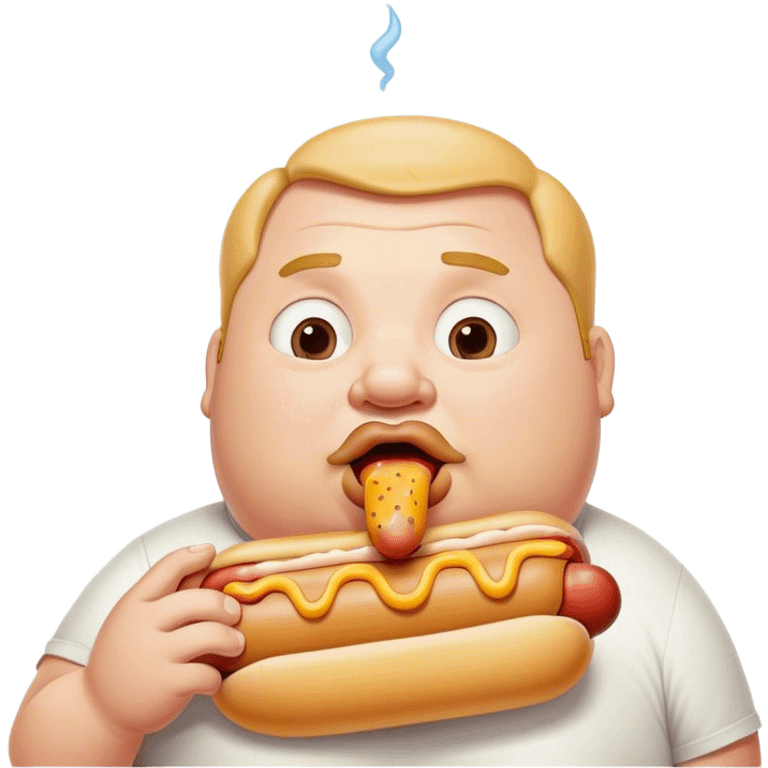 Fat man licking mayo hotdog  emoji