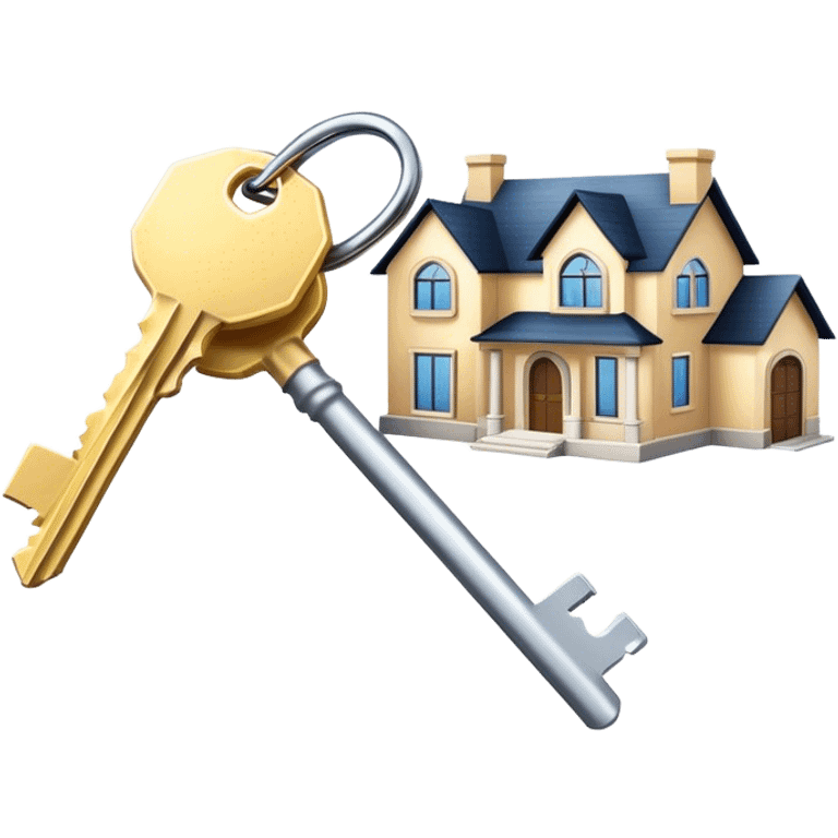 Keys with luxury house behind emoji