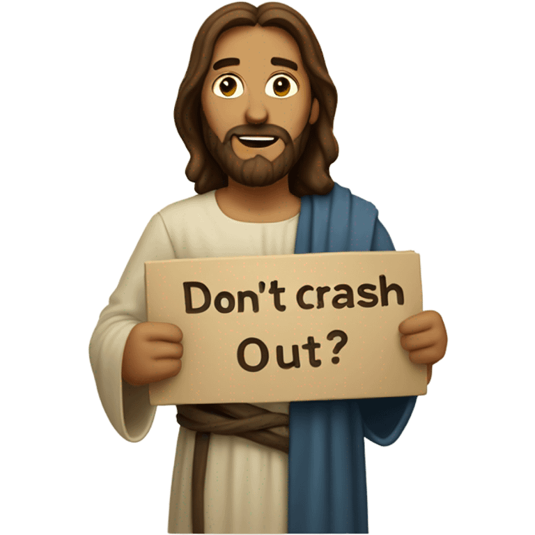 Jesus holding a sign that says don’t crash out emoji