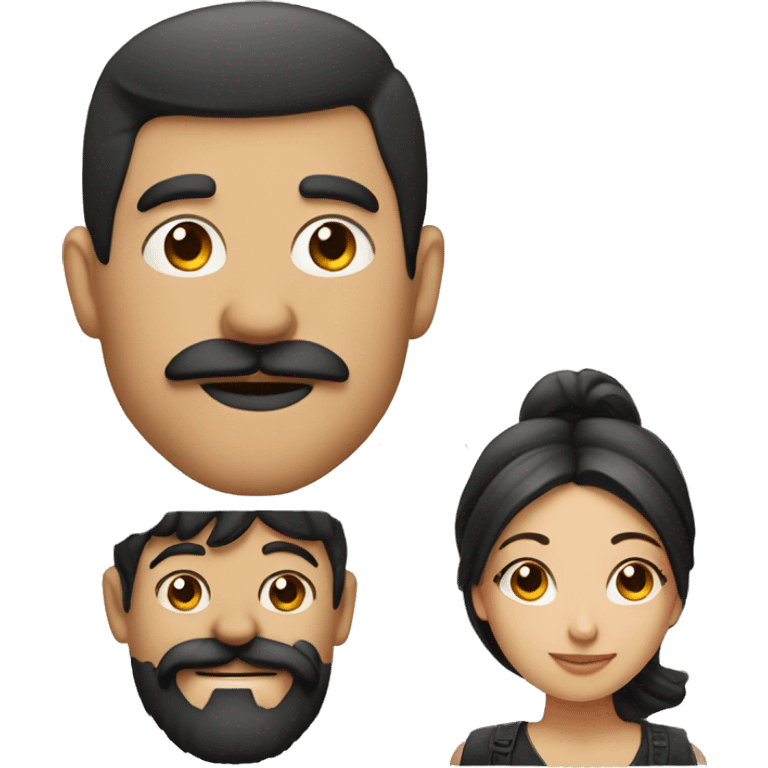 Thicker man and woman man with a mustache and woman with dark hair  emoji