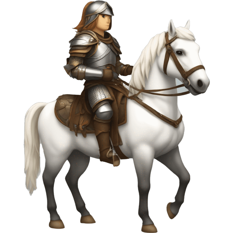 a white avar nomadic soldier on a horse from the side with leather armor on emoji