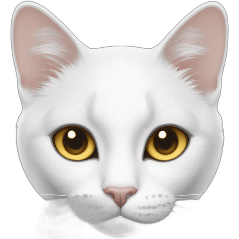 white cat with grey spots and spot on nose with gold eyes emoji