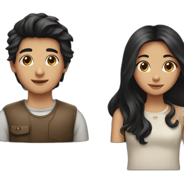 a boy with black hair and a girl with long fair hair emoji