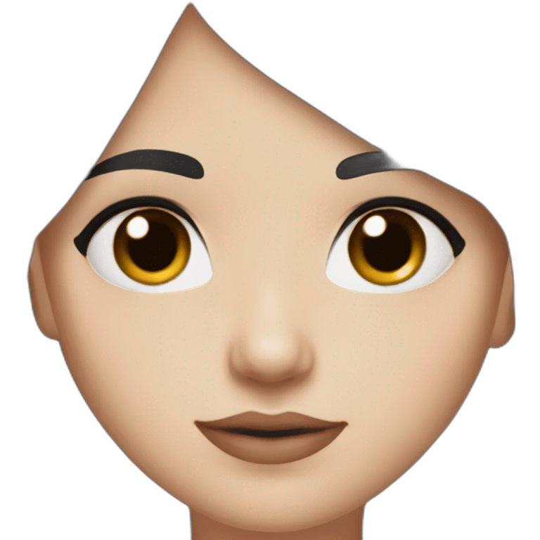 white girl with black hair, brown eye, blush on the cheeks emoji