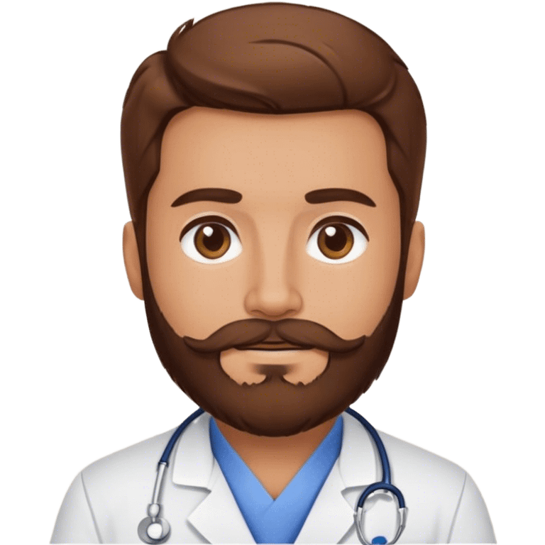 Veterinary with brown hair and beard emoji