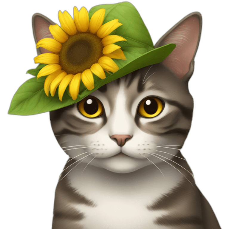 A cat with a sunflower hat emoji