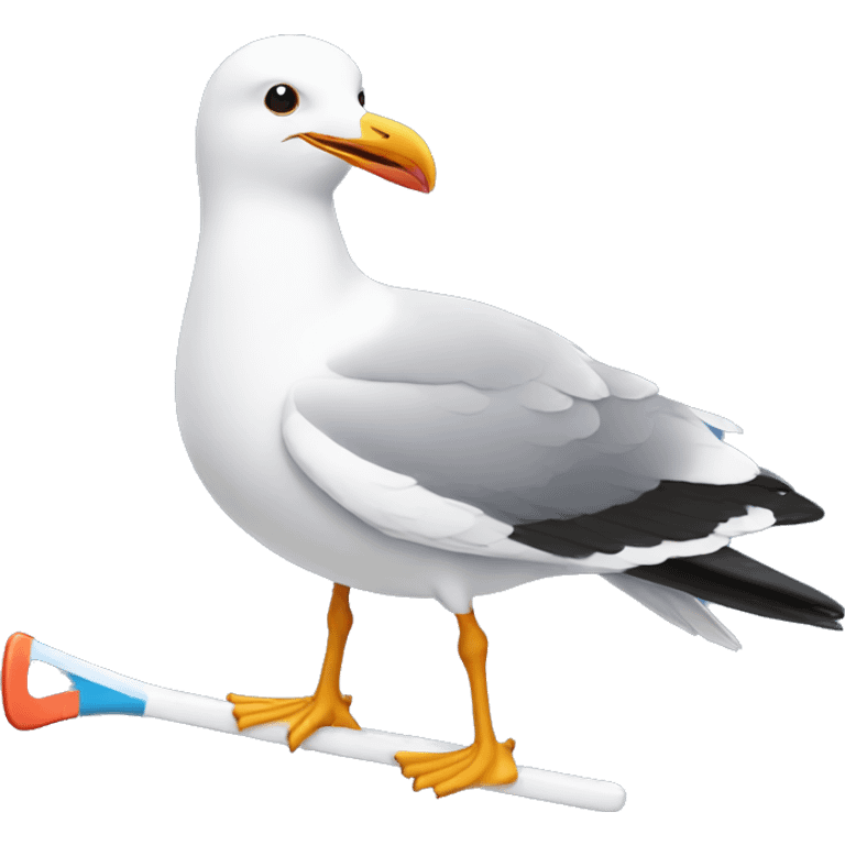 seagull with hockey stick emoji