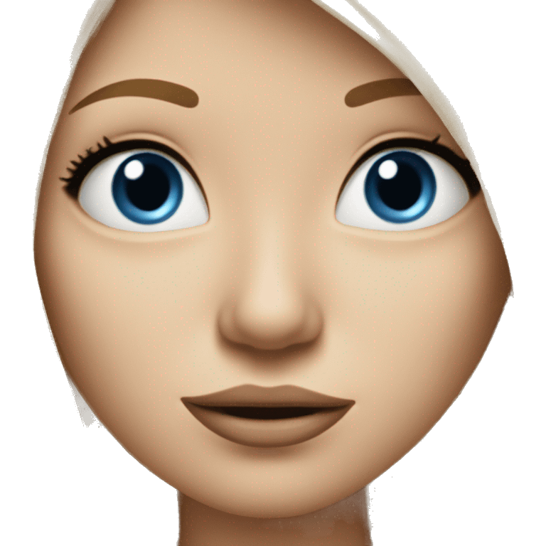 Blonde girl in blue shirt with big nose and long eyelashes emoji