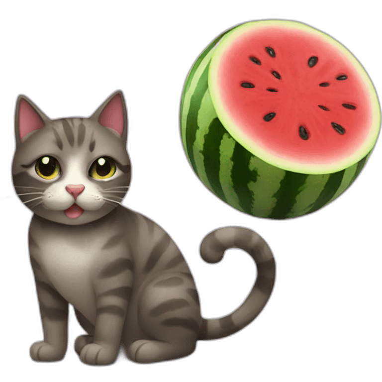 cat and watermelon emoji