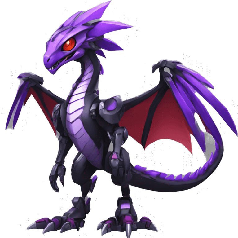  Cool Edgy Black Purple Red Digimon-Fakemon-Raptor-Dragon-Mecha full body emoji