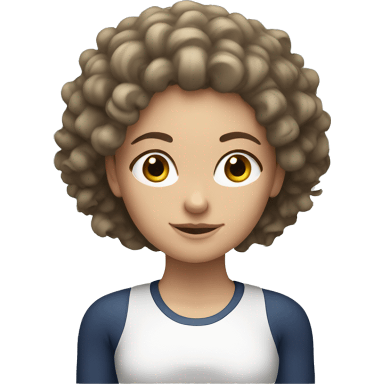 A white girl with curly hair working out  emoji