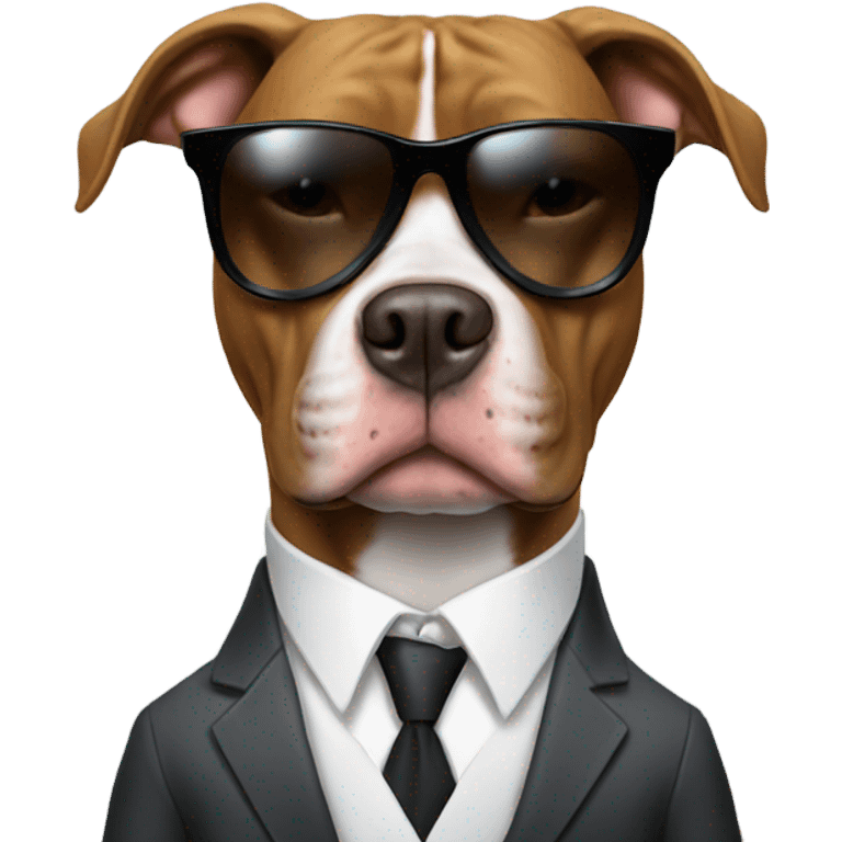 Pitbull in a suit wearing sunglasses emoji