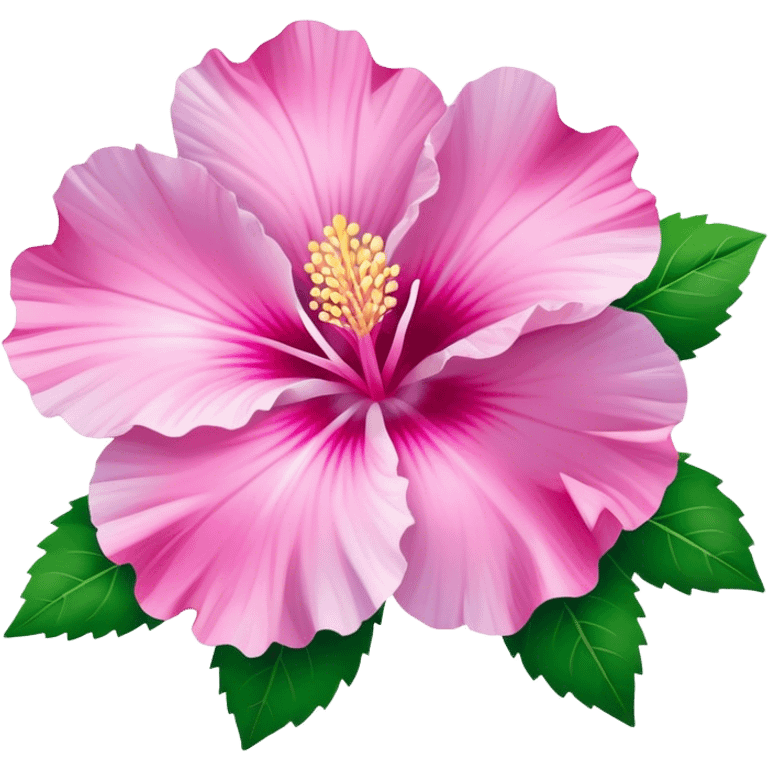 Cinematic Realistic image of a Mugunghwa flower (Rose of Sharon), rendered with delicate petal textures and vibrant pink hues, set against a minimalist background with gentle, diffused lighting that highlights its national significance emoji