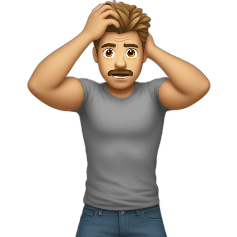 frustrated pulling hair male emoji