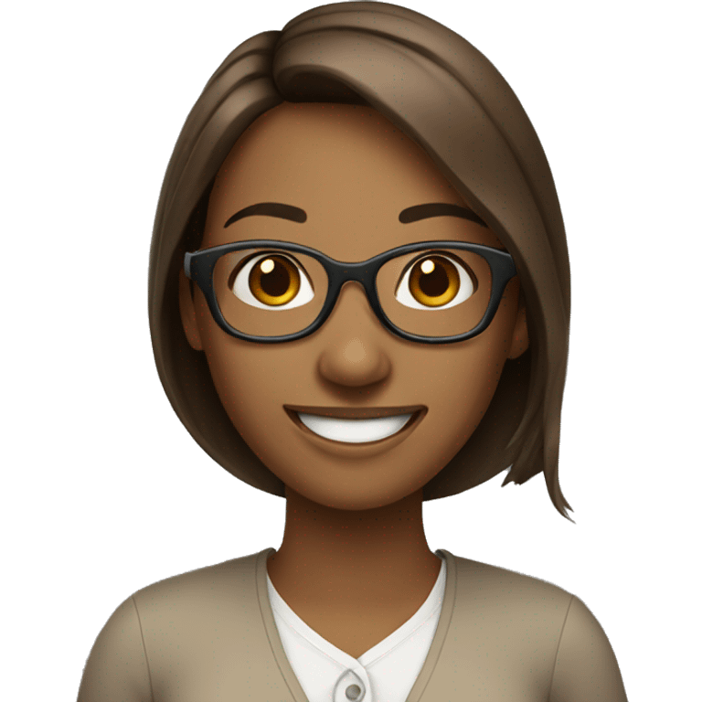 smiling women with glasses brown hair emoji