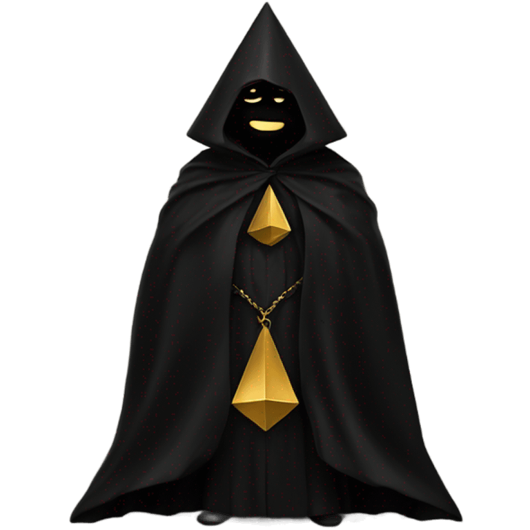 illuminati shadow figure standing in black cloak with gold pyramid on chest emoji