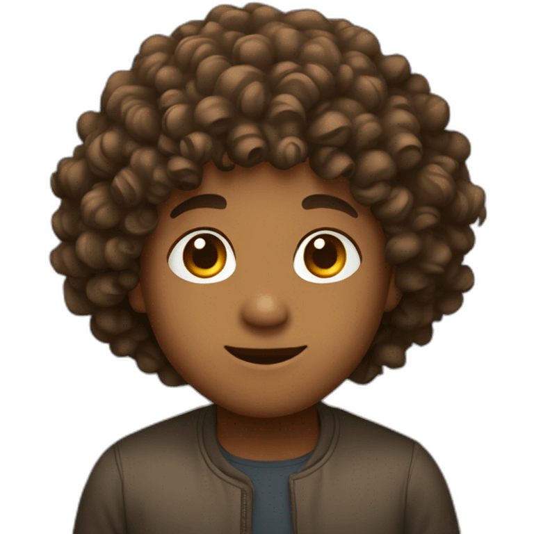 Brown boy with curly hair  emoji