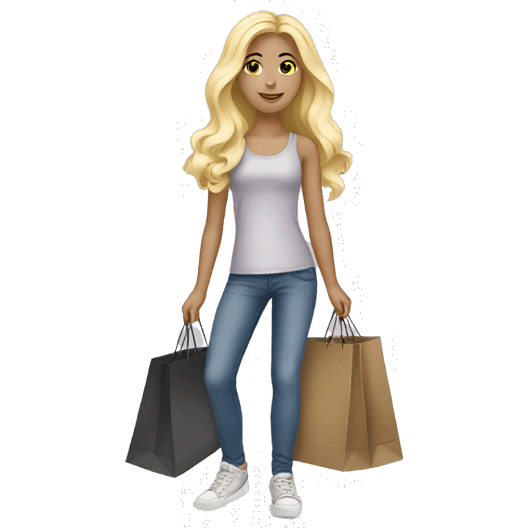 a white blonde teen girl going shopping  emoji