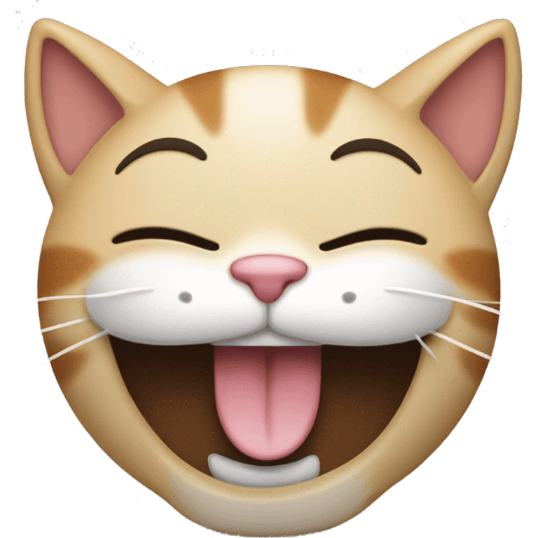 giggling cat with paw infront of mouth and closed eyes emoji