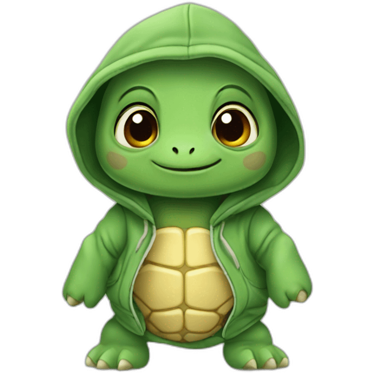 Little cartoon turtle wearing a hoodie emoji