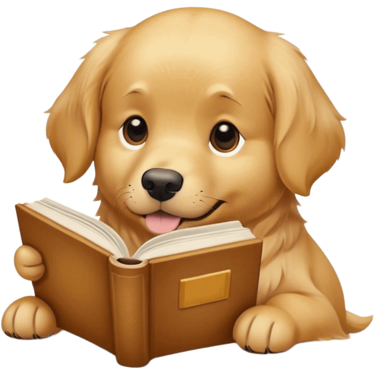 Golden retriever, dog, reading a book emoji