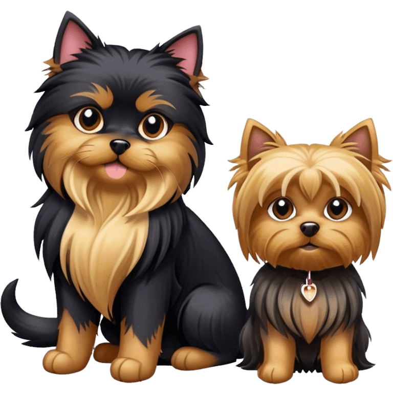 Black cat and yorkshire terrier dog emoji